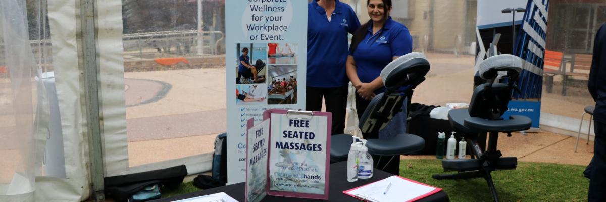 Corporate Hands therapists provided volunteers with free massages 
