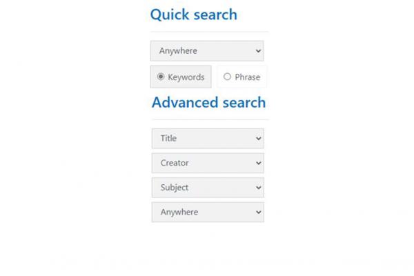 quick and advanced search options for the library catalogue