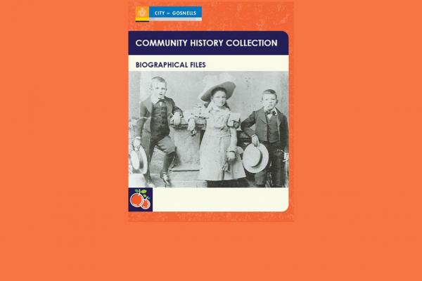 Cover art for the biographical files in the community history collection