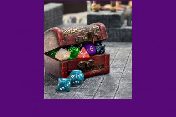 Chest of unusually shaped dice