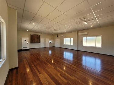 Gosnells RSL Hall main hall showing kitchen and toilet position