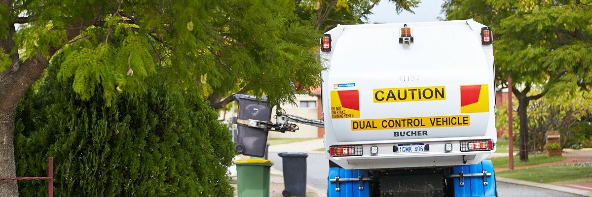 City of Gosnells Rubbish truck collects bins