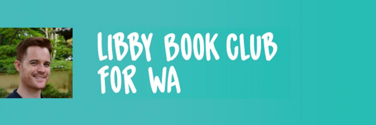 Libby Book Club text with image of the club's host David Allan-Petale
