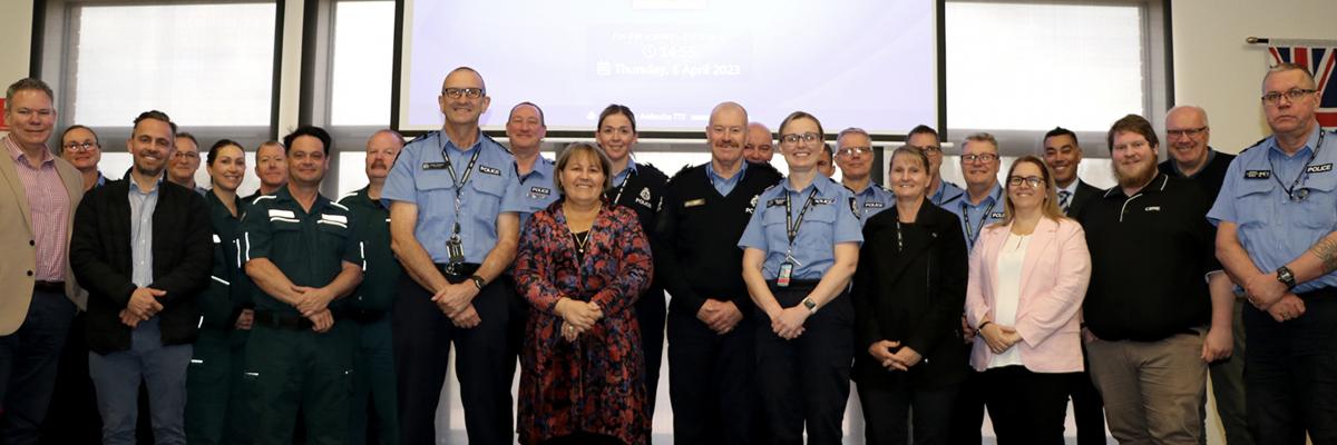 City of Gosnells Mayor Terresa Lynes with Exercise GRANITE participants from WA Police Force, St John Ambulance WA and shopping centre management and security.