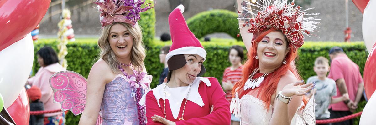 Roving performers will roam the Civic Centre gardens at Jingle All the Way