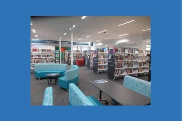 Thornlie library internal view of shelves and seating