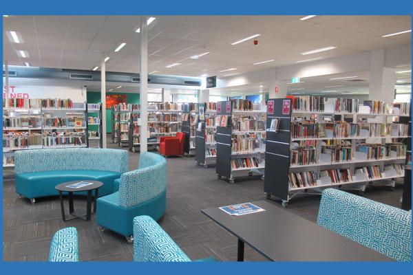 Thornlie library internal view of shelves and seating