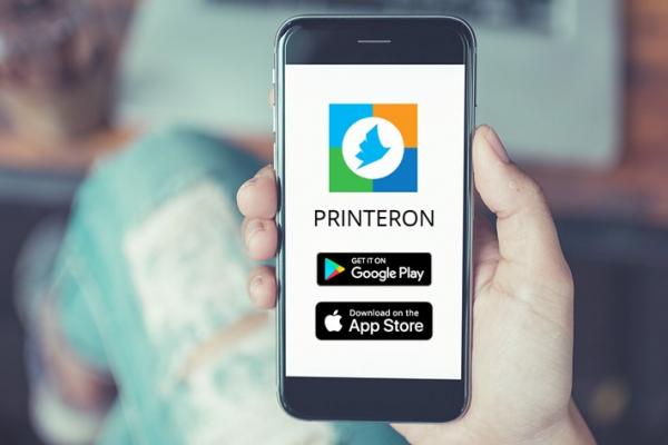 PrinterOn app on a mobile phone screen