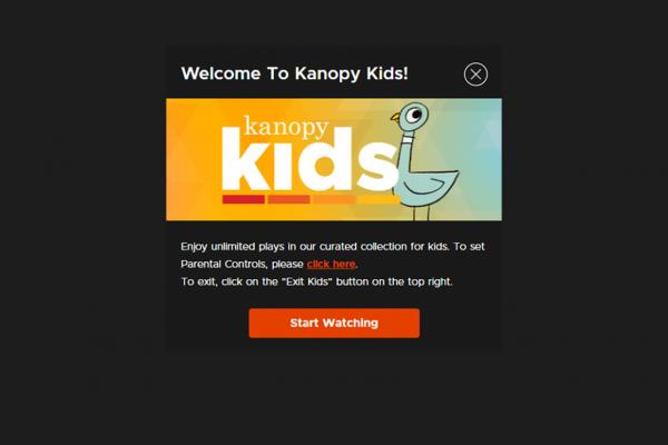 screenshot of parental control screen on kanopy