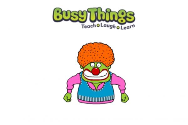 Busythings logo with clown