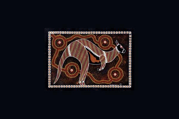 kangaroo in aboriginal dot painting style