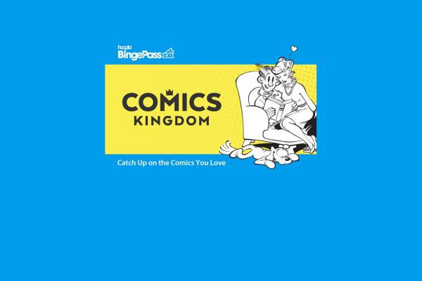 Comics Kindom logo with Blondie and Dagwood cartoon characters