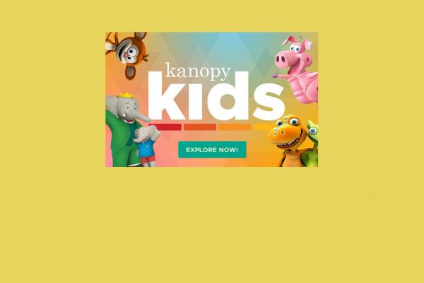 Kanopy Kids  explore now with some cartoon characters