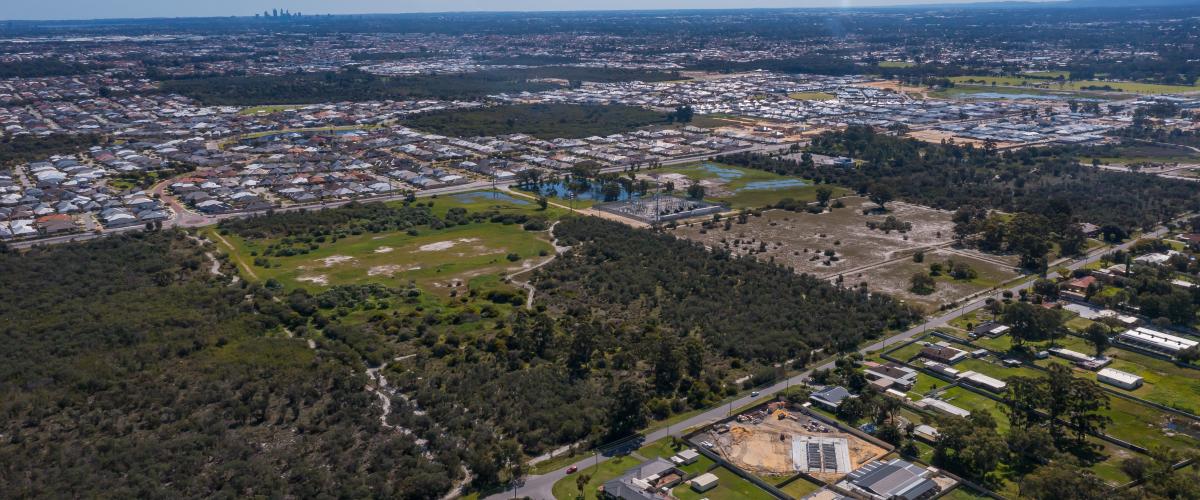 Southern River Business Park from the sky