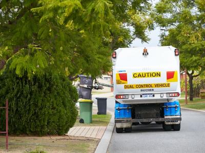 City of Gosnells Rubbish truck collects bins