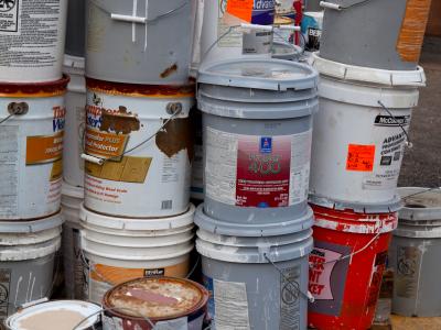 Large amounts of paint for disposal 