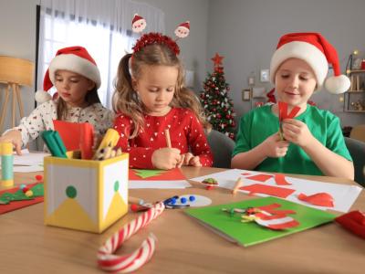 Children making Christmas crafts